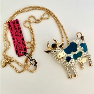 Betsey Johnson Bull Pin Pendant Necklace